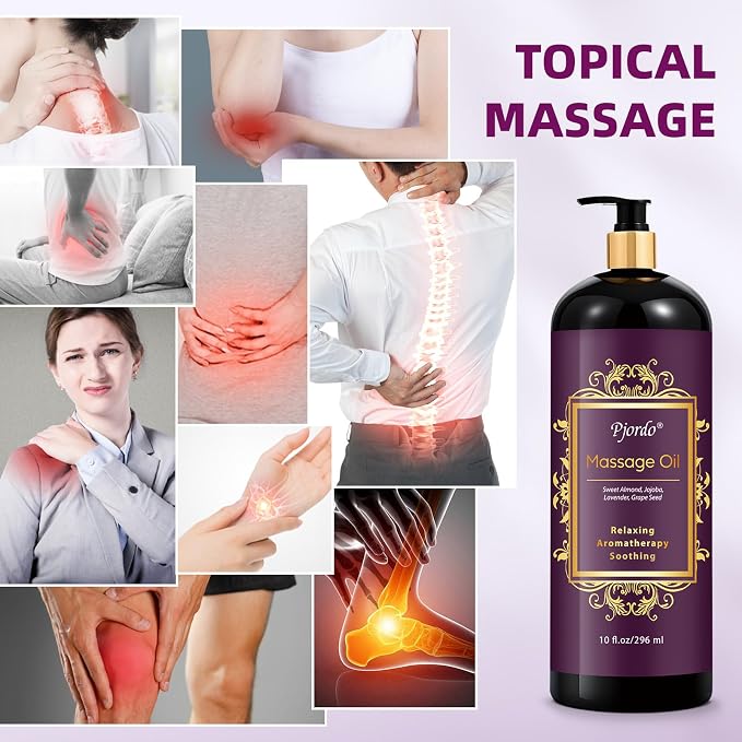 Pjordo Aromatherapy Lavender Massage Oil, 10 fl oz Relaxing Massage Oil - Image 5