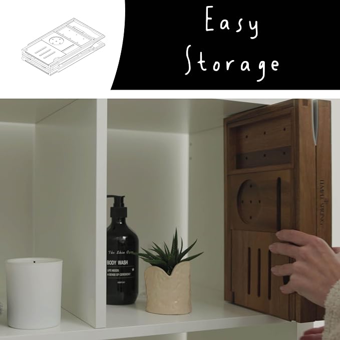 Temple Spring Foldable Bathtub Tray, Unique Design Selfcare Bathroom Caddy - Image 2