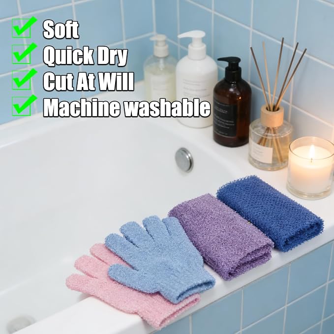 6 Pack African Net Sponge Exfoliating Glove Set, 3 Pairs Shower Gloves and 3 - Image 4