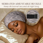 LULUSILK 100% Mulberry Silk Lined Sleep Cap, Adjustable Silk Hair Wrap - Image 4