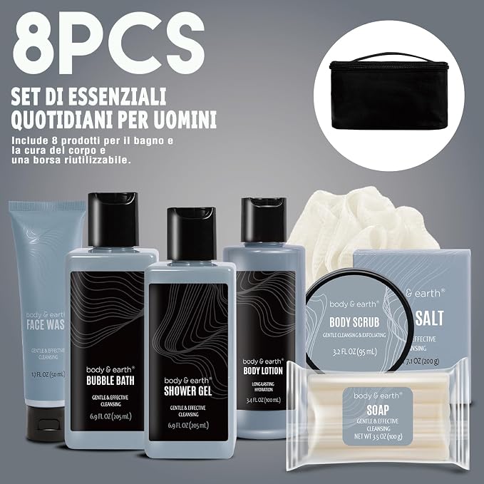 Gift Baskets for Men Bath Set Body & Earth Leathers Mens Body Wash Set - Image 2
