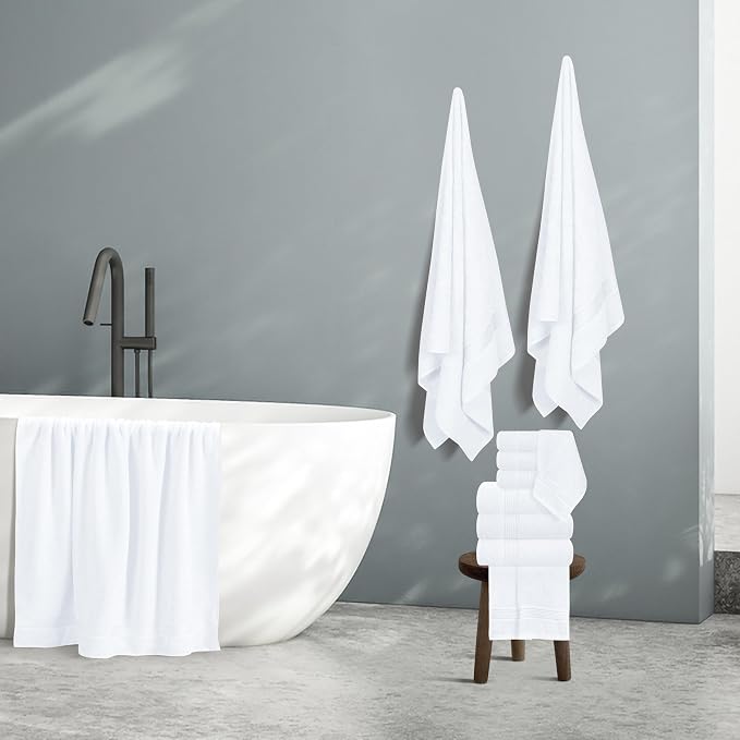Belizzi Home 100% Cotton Towel Set, Contains 6 Soft Bath Towel, 6 Hand Towels - Image 5