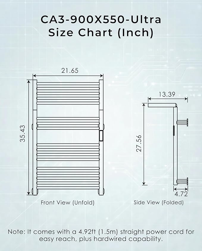 High-Density Foldable Heated Towel Rack, Smart Dual-Zone App/Voice Control - Image 7