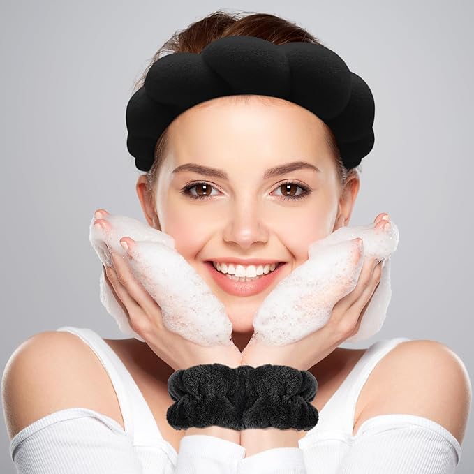 Zkptops Spa Headband for Washing Face Wristband Sponge Makeup Skincare Headband - Image 2