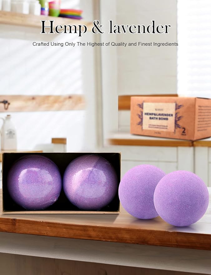 Bath Bombs, 2 Pack Fizzy Spa Gift Natural Hemp Oil Extract and Lavender - Image 4