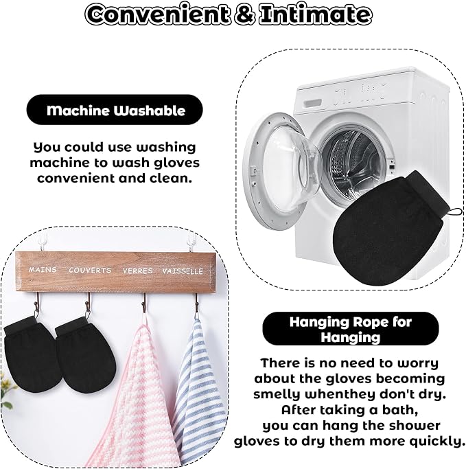 Tatuo 4 Pieces Korean Exfoliating Mitts Deep Exfoliating Gloves Body Scrubber - Image 5