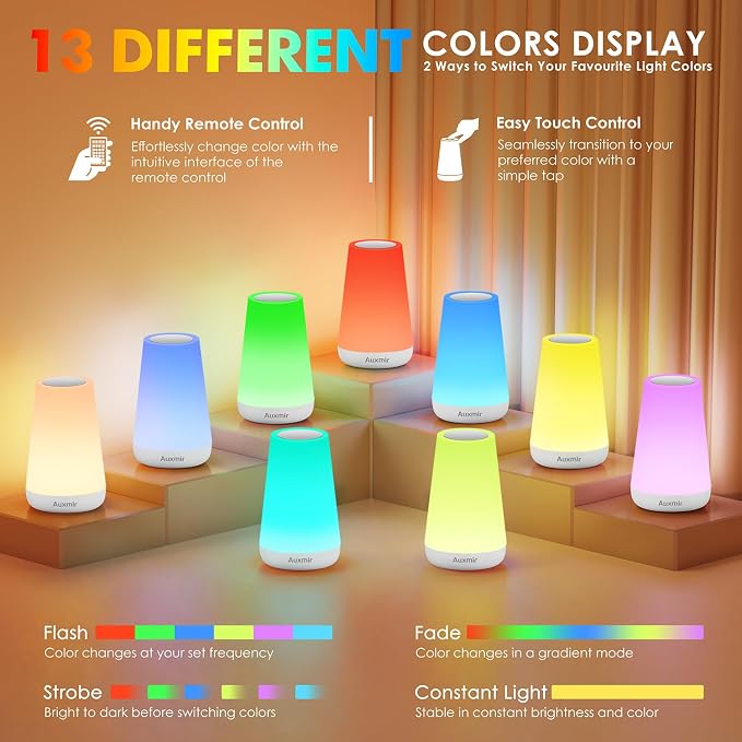 Auxmir Night Light, Dimmable Touch Lamp - Image 2