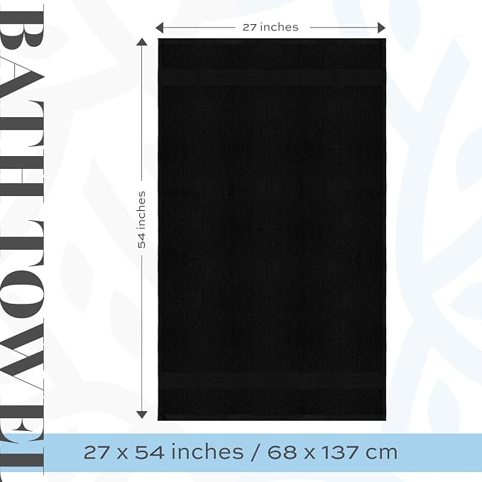 White Classic Luxury Black Bath Towels Extra Large | 100% Soft Cotton 700 GSM - Image 4