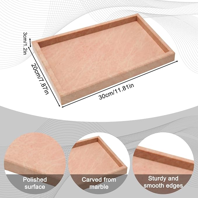 Pure Natural Marble Tray for Bathroom, Sink. Cosmetics, toiletries, etc. can be - Image 2