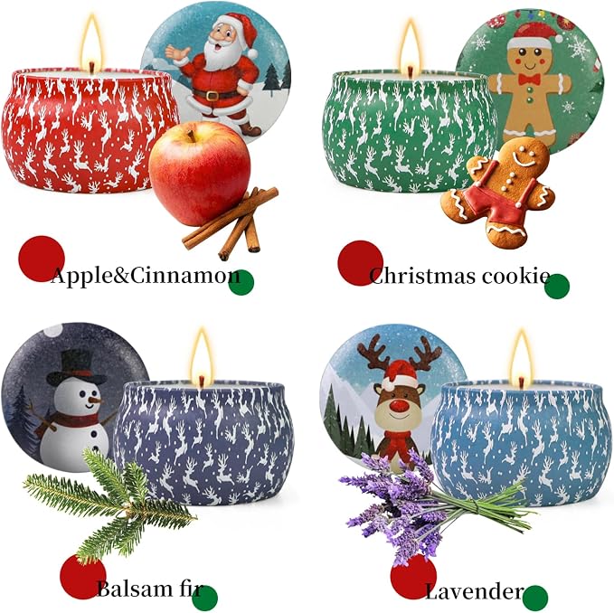 Christmas Candles Gifts for Women, 4 Pack Scented Candles Set, 120 Hour Long - Image 3