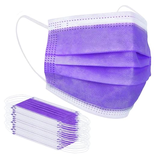 Borje Purple Disposable Face Mask 100 Pcs Purple Face Masks 3 Ply Protection by Borje