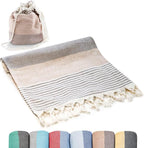 ATANI Turkish Beach Towel, Converts to a Bag, Oversized 100% Cotton Bath Towels by ATANI