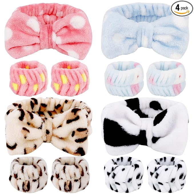 12PCS SPA Headband and Wristband Set Super Cute Soft Microfiber Makeup Headband by Tihebax