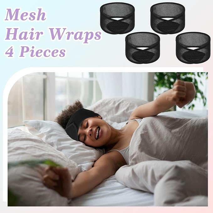 CIATBYYJ 4Pcs Mesh Hair Wraps, Thicker Soft Head Wraps - Image 4
