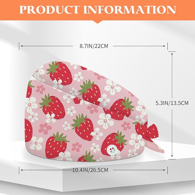 Adjustable Scrub Cap with Buttons & Sweatband, Working Hat with Elastic Tie Back - Image 3