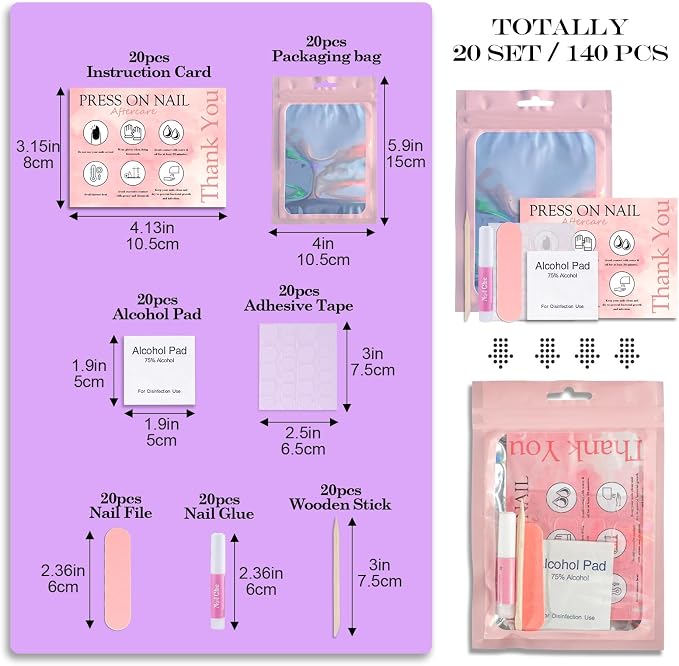 Disposable Nail Supplies Kits, Professional Manicure Press On Nail Tool Kit - Image 3