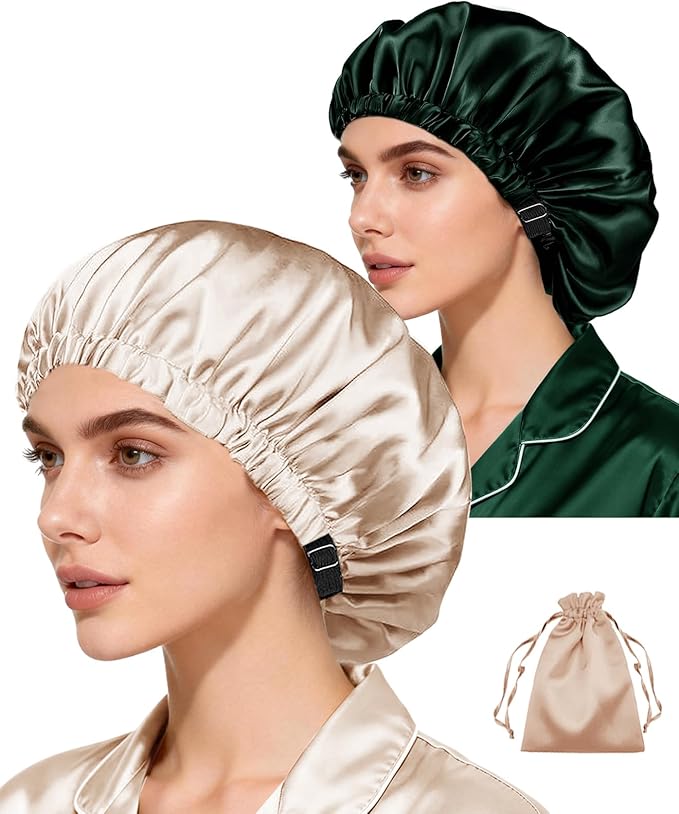 3Pcs Hair Bonnets For Sleeping Satin Bonnet For Women Silk Bonnets Womens Curly by WJingYiJia