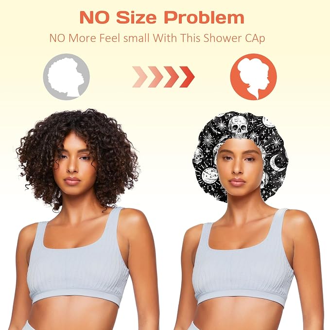 Shower Cap Reusable Double Layer Adjustable Elastic Waterproof EVA Hair Bath - Image 5