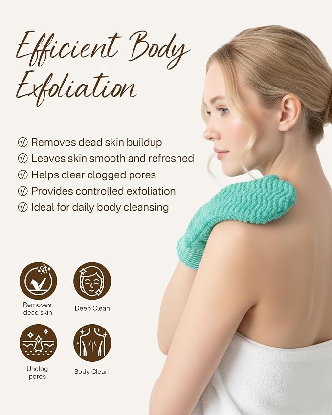 Exfoliating Gloves 2 Pack, Wave Texture Exfoliating Mitt - Image 4