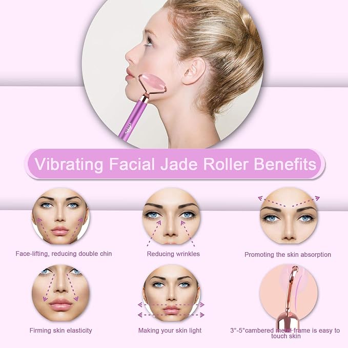 Upgrade 2 in 1 Vibrating Face Roller, Electric Jade Roller Facial Massager - Image 4