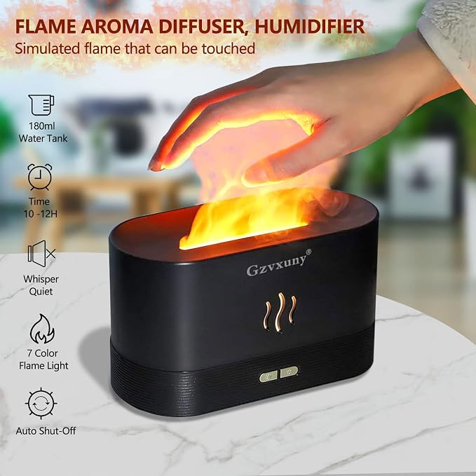 Flame Essential Oil Diffuser, Upgrade 7 Colour Lights Aromatherapy Diffuser - Image 2