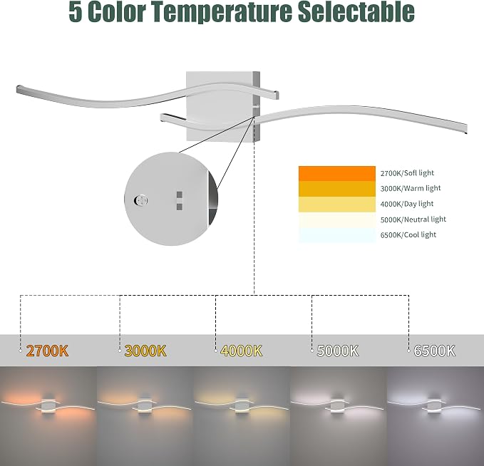 Espird 23inch Led Bathroom Vanity Light Bar, Brushed Nickel 5CCT Dimmable - Image 2