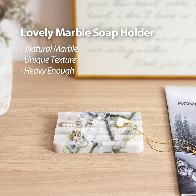 2 Pcs Soap Holder for Bathroom, Marble Soap Dish for Kitchen Countertop - Image 5