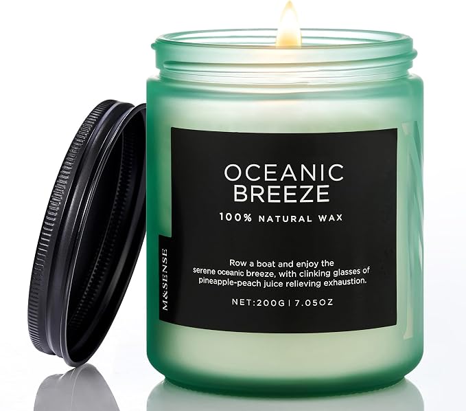 M&SENSE Oceanic Breeze Home Scented Candles, 7.05oz Natural Soy Wax, 50-Hour by MSENSE