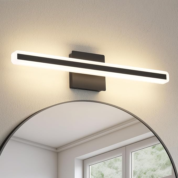 JUSHENG Black Vanity Lights for Bathroom, 24 Inch 20W 5CCT Dimmable Bathroom by JUSHENG