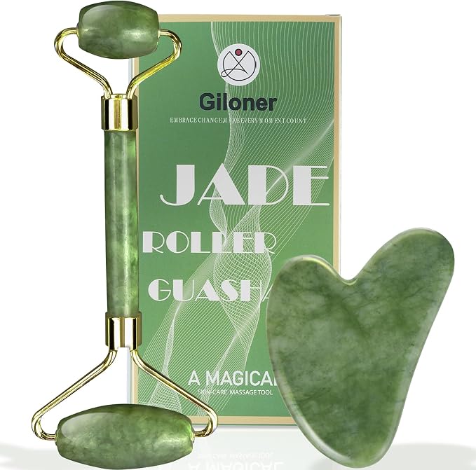 Guasha Tool for Face & Jade Roller for Face, Gua Sha Facial Tools for Reduce by Unknown