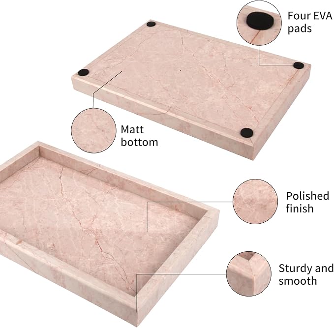 Marble Bathroom Vanity Tray, Natural Luxury Vanity Home Kitchen Bathroom Table - Image 2