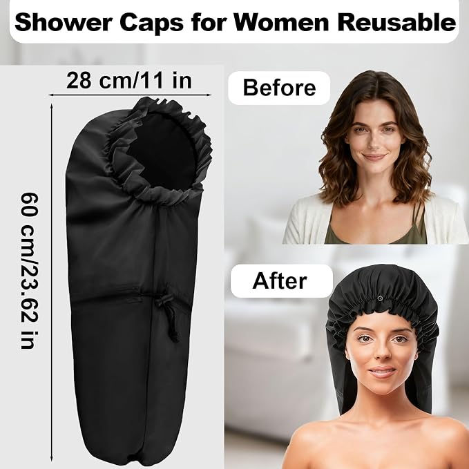 ELEBOX Extra Large Shower Cap for Braids/Curly Hair/Dreadlock | Reusable - Image 5