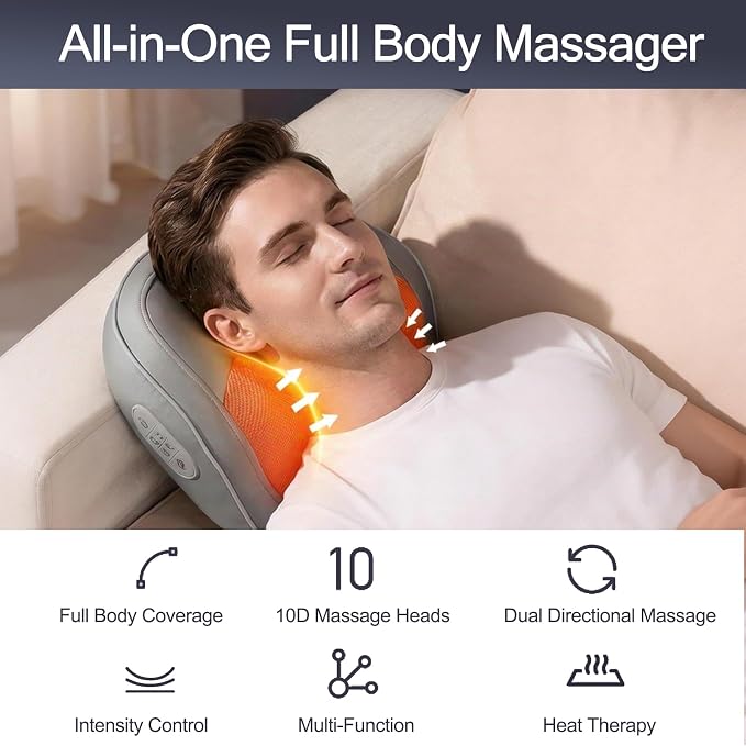 Back & Neck Massager with Heat for Pain Relief, 3D Deep Kneading Massage - Image 2