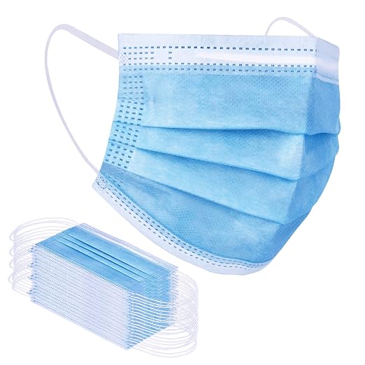 Borje Blue Disposable Face Mask 100 Pcs Blue Face Masks 3 Ply Protection Masks by Borje