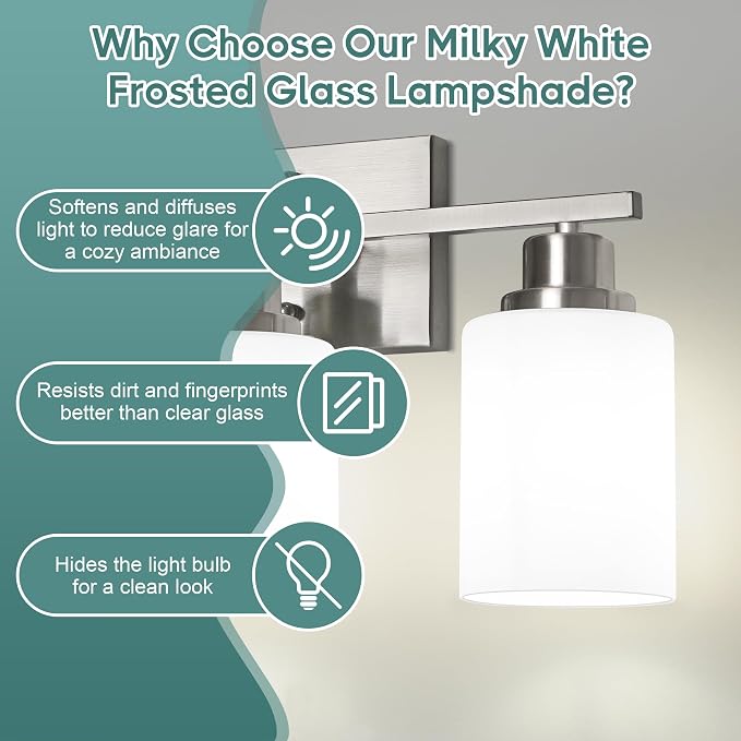 Ascher Bathroom Light Fixtures, 3-Light Vanity Light Over Mirror, Brushed - Image 4