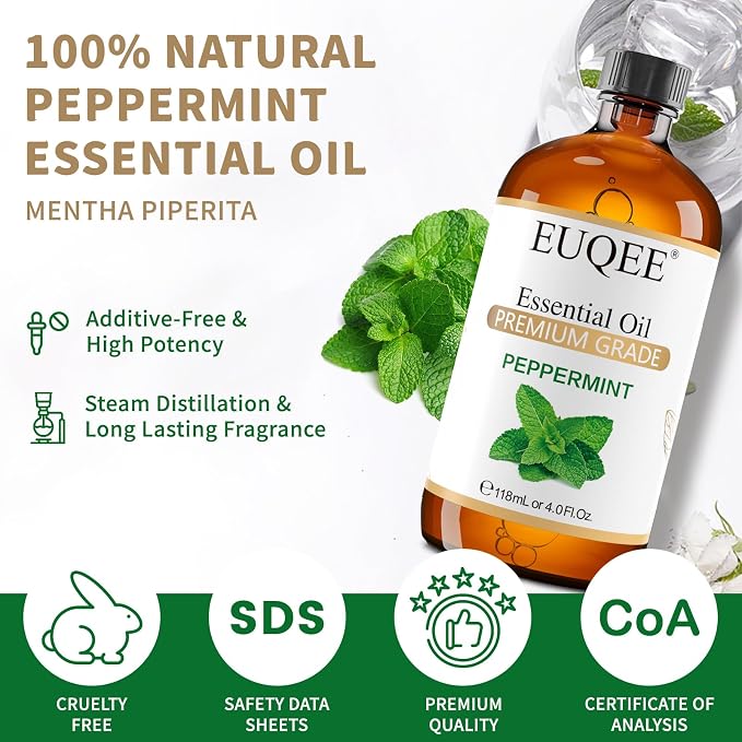 EUQEE Peppermint Essential Oil 118 ml Pure Peppermint Oil - Image 2