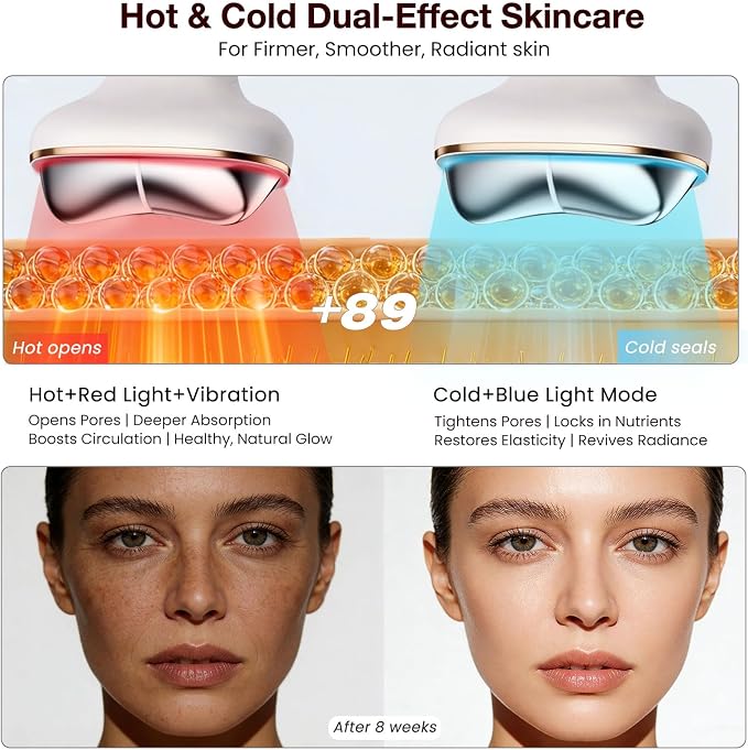 Cold Heat Gua Sha Facial Neck Lymphatic Massager, 7-in-1 LED Red Light Face - Image 3