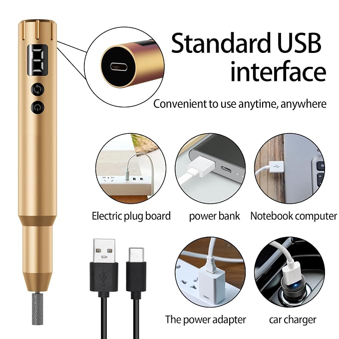 Nail Drill Kit Electric Rechargeable Set Cordless Nail Art Grinding Machine - Image 6