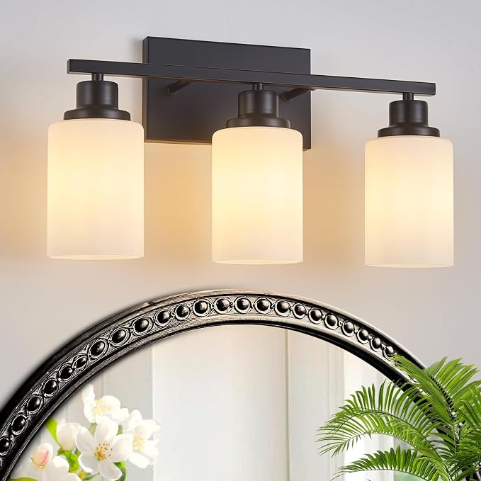 3-Light Black Bathroom Light Fixture Over Mirror, Modern Farmhouse Vanity Light - Image 3