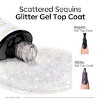 modelones Glitter Gel Nail Polish Top Coat, Rainbow Confetti Gel Top Coat - Image 2