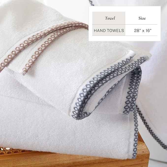 Great Bay Home White/Rosewood Hand Towel Set - Image 6