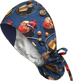 Satin Lined Scrub Caps with Buttons & Sweathand, Surgical Caps by Yuest
