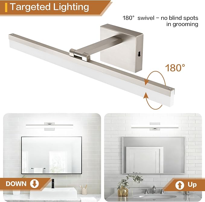 SOLFART 24 inch LED Vanity Lights Brushed Nickel Bathroom Light Fixture - Image 5