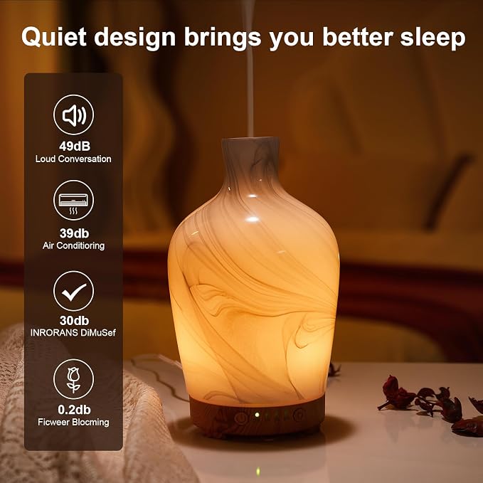 Classical Vase Art Glass Aromatherapy Diffuser 160ml ultrasonic Cool Mist Scent - Image 4