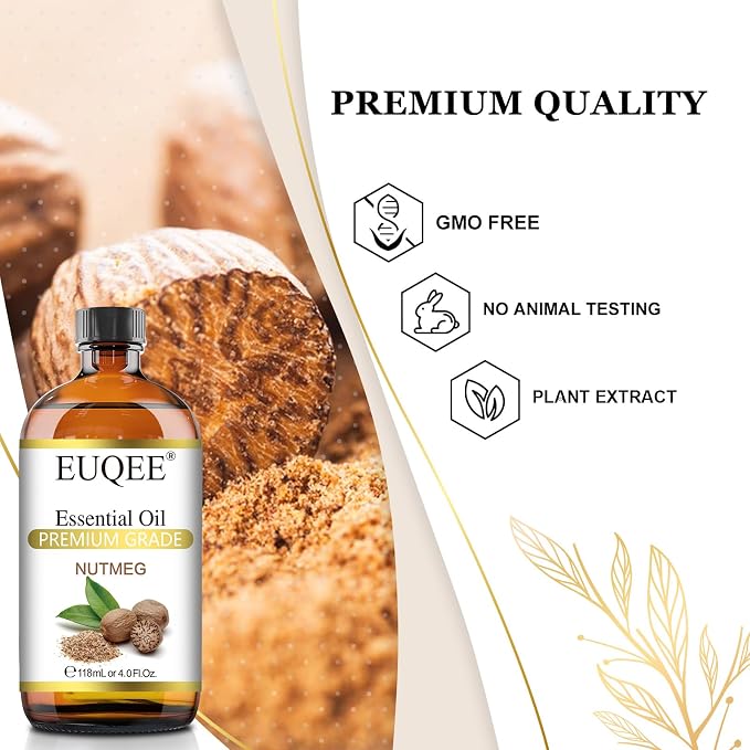 EUQEE Nutmeg Essential Oil 118ML Large Capacity Nutmeg Oil Premium Aromatherapy - Image 3