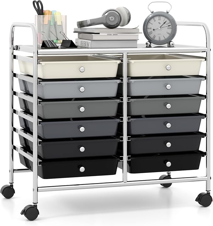 Giantex 12 Drawers Rolling Cart, Mobile Storage Drawer Cart, Classroom by Giantex