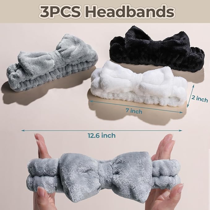 LEOBRO Spa Headband, Bow Skin Care Headband - Image 3