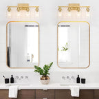 4 Light Gold Bathroom Light Fixtures Brushed Brass Vanity Light Over Mirror - Image 2