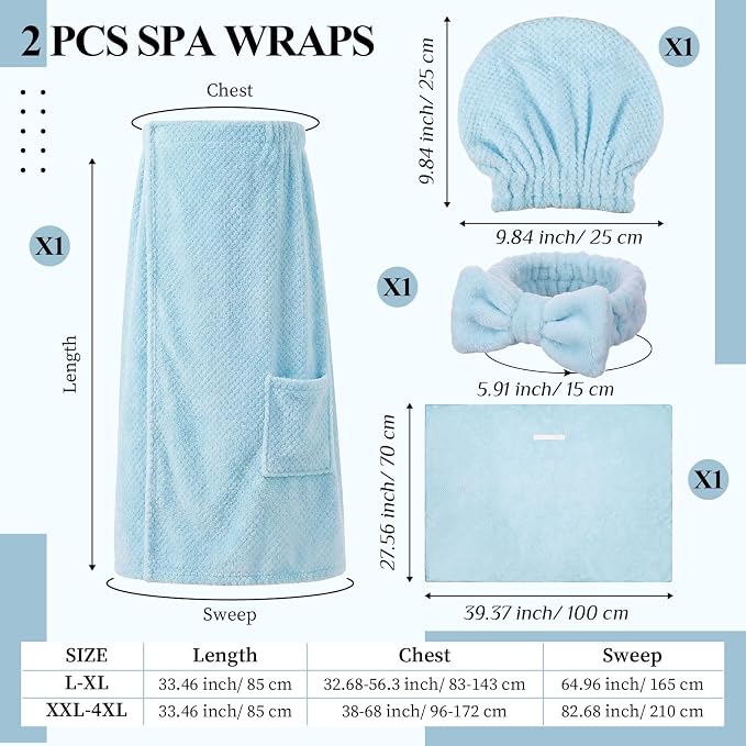 Tigeen Plus Size Towel Wrap for Women Spa Robe Set - Image 2