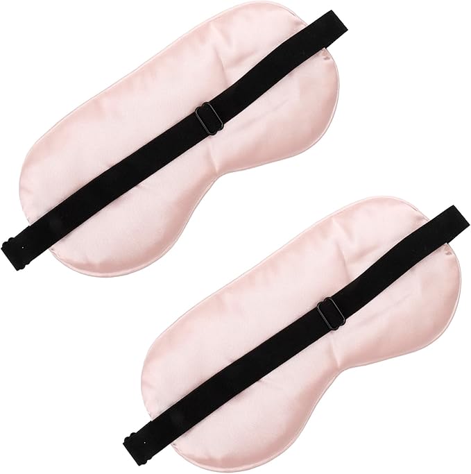 2 PCS Pink Satin Sleep Masks, Adjustable Silk Eye Mask - Image 3